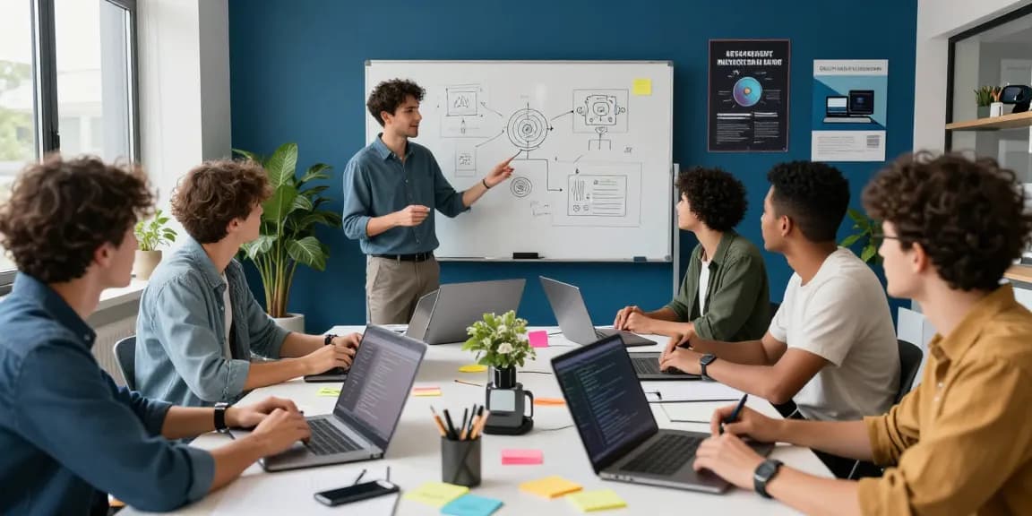 Developers collaborating with AI tools in a vibrant workspace for juicy ai innovation.