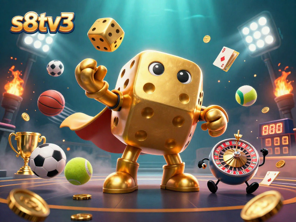 Engage in dynamic sports betting action at s8tv3 with lively golden dice golems and animated sports elements