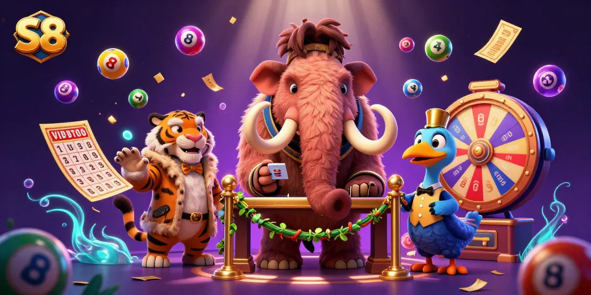 Experience thrilling S8 gaming with lively characters at the casino entrance in vibrant 3D art.