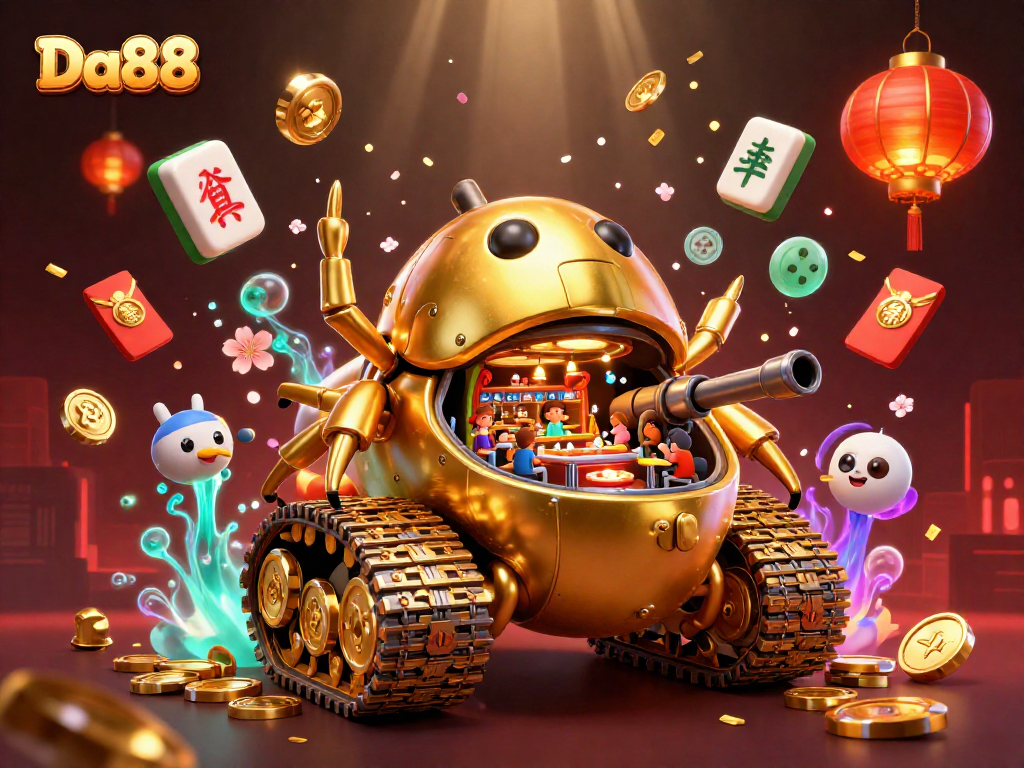 Experience the thrilling gameplay of Da88 inside a vibrant casino tank scene filled with excitement.