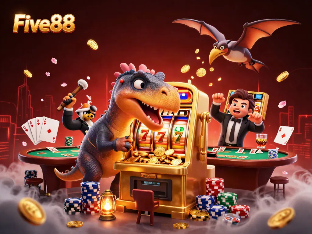 Five88 brings excitement with a pachycephalosaurus winning jackpots and thrilling casino elements.