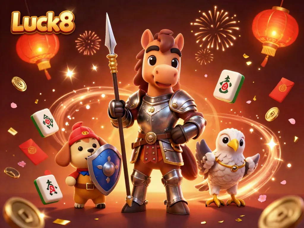 Engage in luck with Luck8, featuring dynamic casino elements and characters in an exciting scene.