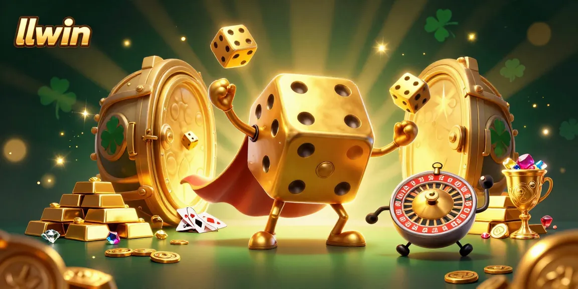 Engage in thrilling gaming action with llwin's spectacular 3D casino illustration filled with excitement.