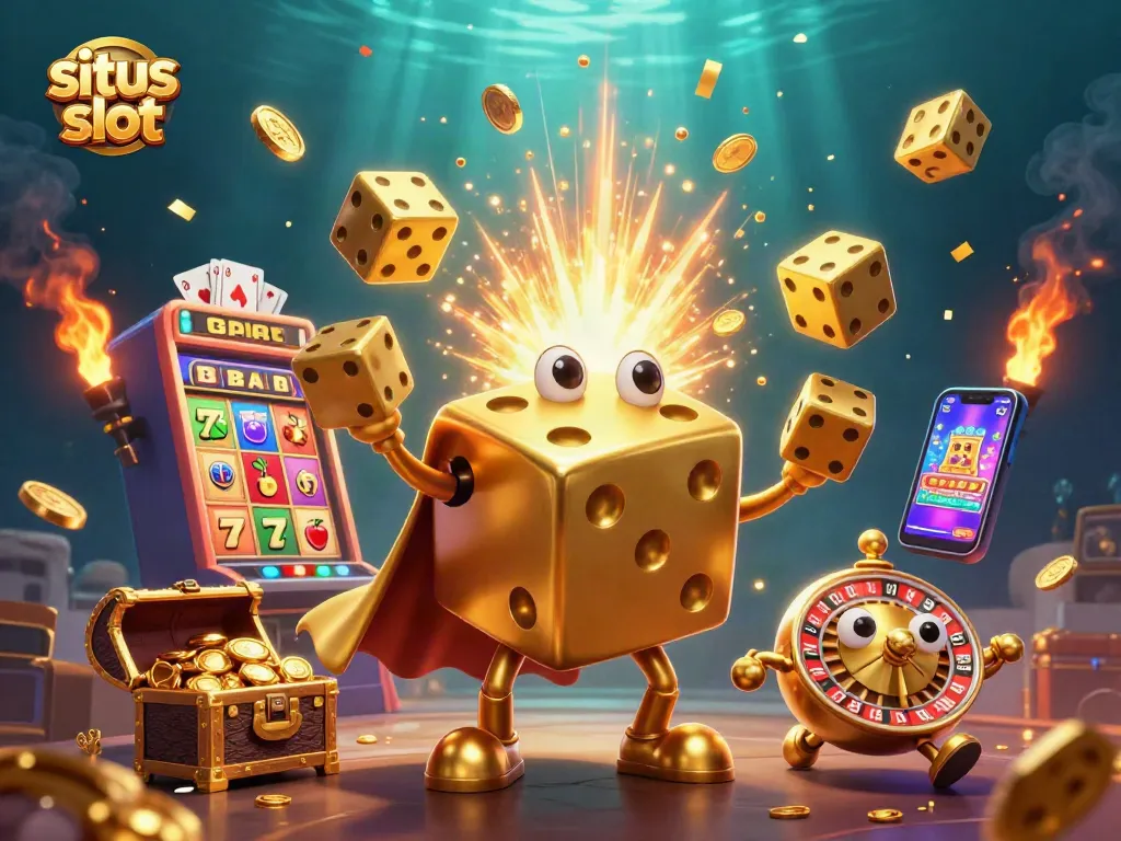 Unleash big wins at situs slot with vibrant casino scenes showcasing exciting slots and jackpots.