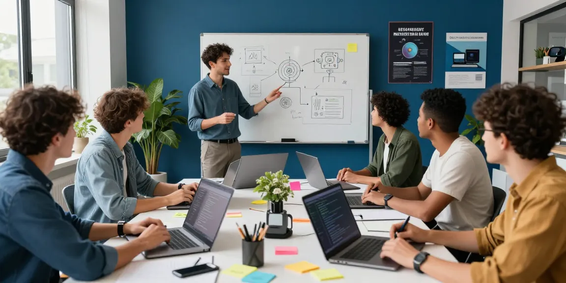 Developers collaborating with AI tools in a vibrant workspace for juicy ai innovation.