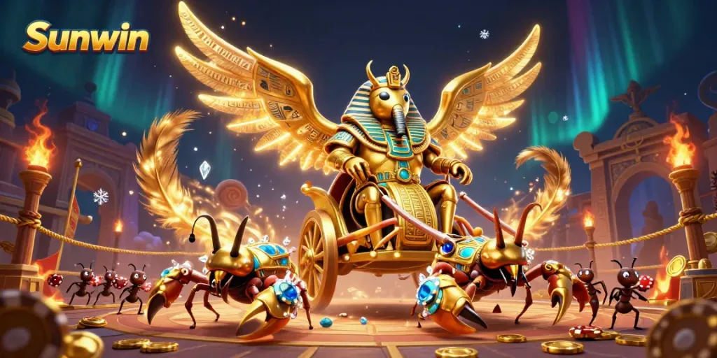 Experience thrilling gambling action with Sunwin in this vibrant, detailed 3D illustration.